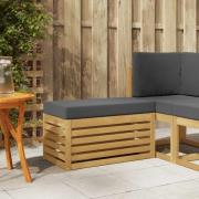 vidaXL Utomhuspall med kudde Vit 80 x 43 x 45 cm Massivt Akaciaträ