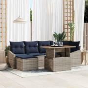 vidaXL Trädgårdsoffset med lagring 7 pcs Grå Poly rattan