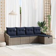 vidaXL Soffset med kudde 5 pcs konstrotting
