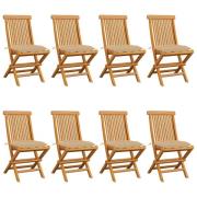 vidaXL Trädgårdsstolar med beige dynor 8 st massiv teak