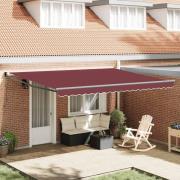 vidaXL Markis manuellt infällbar vinröd 450x300 cm