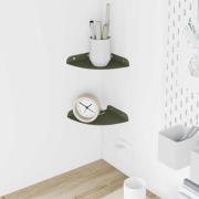 vidaXL Flytande hylla med hylla 2 pcs Olivgrön 15 x 15 x 2 cm