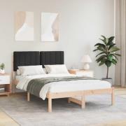 vidaXL Sängram med Klädd Huvudgavel Naturlig och svart 120 x 200 cm