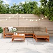 vidaXL Trädgård loungemöbler 7 pcs Vaxad brun Massiv furu