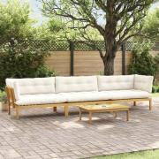 vidaXL 4 Stycke Trädgårdspallsofaenheter Massivt Akaciaträ Ljusbrun