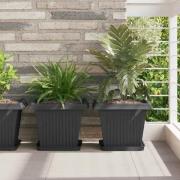 vidaXL Fyrkantig Blomkruka 6 pcs Svart 25,5 x 25,5 x 2,5 cm Plast