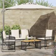 vidaXL Utemöbelset med kudde 4 pcs Svart och krämvit konstrotting