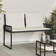 vidaXL Utomhusbänk med kudde 4 pcs Svart och krämvit konstrotting