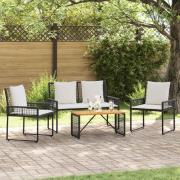 vidaXL Utemöbelset med kudde 4 pcs Svart och krämvit
