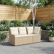 vidaXL Trädgårds armsoffa med hörnsoffa 2 Stycke Beige och gräddfärgad