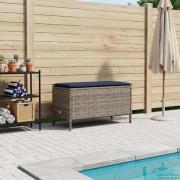 vidaXL Trädgårdspall Grå och Marinblå 80 x 38 x 42 cm PE Rattan
