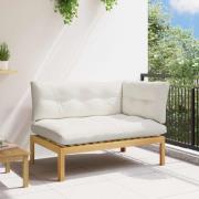vidaXL Hörnsoffa Ljust akaciet och krämig vit 132 x 92 x 82 cm