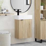 vidaXL Badrumsspegel med kran Sonoma-ek 45,5 x 22,5 x 84 cm