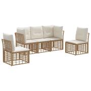 vidaXL Utomhussoffset med kudde 5 pcs Naturlig Polyester