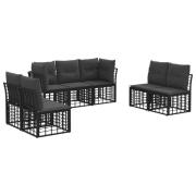 vidaXL Utomhussoffset med kudde 7 pcs Svart Polyester