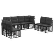 vidaXL Utomhussoffset med kudde 8 pcs Svart Polyester