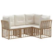 vidaXL Utomhussoffset med kudde 4 pcs Naturlig Polyester