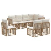 vidaXL Utomhussoffset med kudde 8 pcs Naturlig Polyester