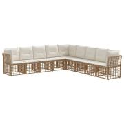 vidaXL Utomhussoffset med kudde 9 pcs Naturlig Polyester