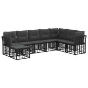 vidaXL Utomhussoffset med kudde 8 pcs Svart Polyester