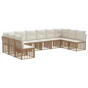 vidaXL Utomhussoffset med kudde 10 pcs Naturlig Polyester