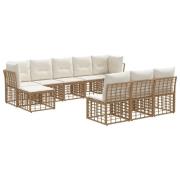 vidaXL Utomhussoffset med kudde 4 pcs Naturlig och Creamvit Polyester