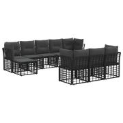 vidaXL Utomhussoffset med kudde 10 pcs Svart och Mörkgrå Polyester