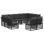 vidaXL Utomhussoffset med kudde 11 pcs Svart och Mörkgrå Polyester