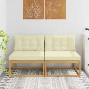 vidaXL 2 Stycke Utomhus Mellansoffa Polyester Vit