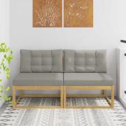 vidaXL 2 Stycke Utomhus Mellansoffa Polyester Vit