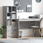 vidaXL Skrivbord med låda 2 pcs Grå Sonoma