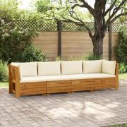 vidaXL Utomhussoffset med kudde 4 Stycke Brun Massivt Akaciaträ