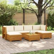 vidaXL Utomhussoffset med kudde 7 Stycke Brun Massivt Akaciaträ