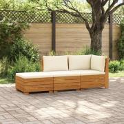 vidaXL Utomhussoffset med kudde 3 Stycke Brun Massivt Akaciaträ