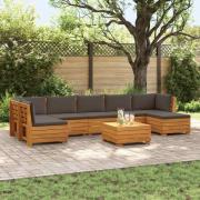 vidaXL Utomhussoffset med kudde 8 Stycke Brun Massivt Akaciaträ