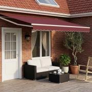 vidaXL Manuell utdragbar markis med LED-lampor Vinröd och Vit 4 x 2 m