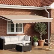 vidaXL Manuell utdragbar markis med LED-lampor Beige och vit 3 x 2,5 m