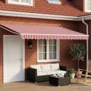 vidaXL Manuell utdragbar markis med LED-lampor Röd och Vit 4 × 3 m