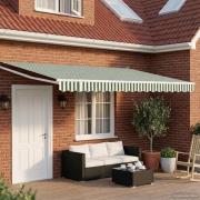 vidaXL Manuell utdragbar markis med LED-lampor Grön och Vit 5 x 3 m