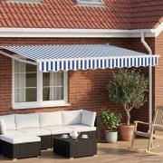 vidaXL Elektrisk Retraktabel Markis Blå och Vit 2,5 x 2 m