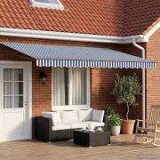 vidaXL Elektrisk Retraktabel Markis Blå och Vit 5 x 3 m