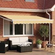 vidaXL Elektrisk Retraktabel Markis Gul och Vit 3,5 x 2,5 m