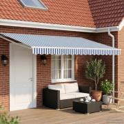 vidaXL Elektrisk Retraktabel Markis Blå och Vit 4 × 3 m