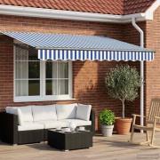 vidaXL Elektrisk Retraktabel Markis Blå, Vit, Antracit 3,5 x 2,5 m