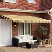 vidaXL Manuell Utdragbar Markis Gul, Grå och Vit 4 × 3 m