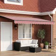 vidaXL Manuell Utdragbar Markis Röd och Vit 5 × 3,5 m