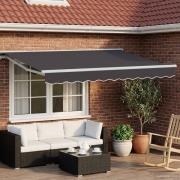 vidaXL Manuell markisram med LED-lampor Vit och antracit 3,5 x 2 m