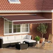 vidaXL Manuell markisram med LED-lampor Brun och vit 3,5 x 2 m