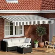 vidaXL Manuell markisram med LED-lampor Antracit och vitt 3,5 x 2,5 m
