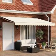 vidaXL Manuell markisram med LED-lampor Grädde och vit 4 × 3 m